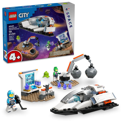 LEGO City Spaceship and Asteroid Discovery Toy Building Set, Gift for Kids Ages 4 Years Old and Up who Love Pretend Play, Includes 2 Space Crew Minifigures, Alien, Crystals, and Crane Toy, 60429