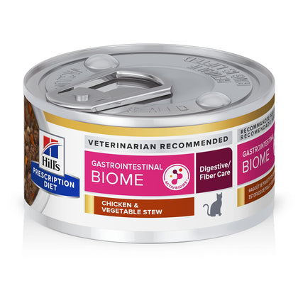 Hill's Prescription Diet Gastrointestinal Biome Digestive/Fiber Care Chicken & Vegetable Stew Wet Cat Food, Veterinary Diet, 2.9 oz. Cans, 24-Pack