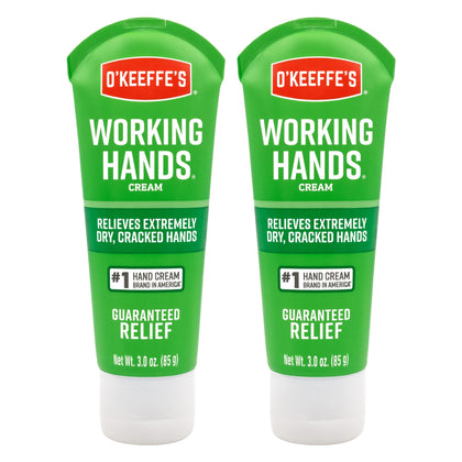 O'Keeffe's Working Hands Hand Cream, Relieves and Repairs Extremely Dry Hands, 3 oz Tube, (Pack of 2)