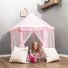 FoxPrint Castle Princess Tents for Little Girls with Lights, Soft Fairy Star Lighting for Indoor and Outdoor Play, Quick 55 x 53 Pop Up Canopy, Relaxation and Creative Space for Kids, Pink