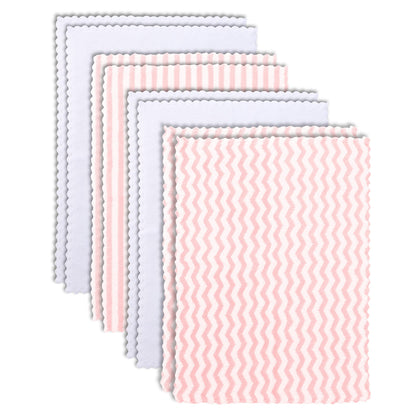 BAMBOO QUEEN 8 Pack Super Soft Baby Burp Cloths, Ultra Absorbent Large Newborn Burping Cloth, Milk Spit Up Rags, Pink and White, 16 x 12 Inch