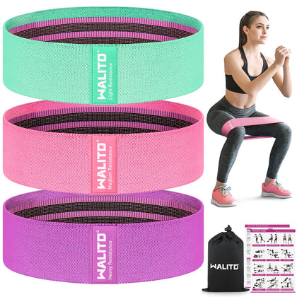 WALITO Resistance Bands for Legs and Butt, Fabric Exercise Loop Bands Yoga, Pilates, Rehab, Fitness and Home Workout, Strength Bands for Booty
