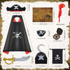 2 Set Kids Pirate Cape Costume, Pirate Cosplay Role Play Set Decoration Accessories Halloween Party Gift for Kids (Cape, Hook, Hats, Eye Patch, Sword,Compass)