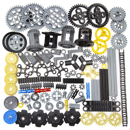 ASTEM 100+PCS Technic Gears and Axles Compatible with Lego Technic-Sets,Gears-Rack (Gears-Pins-Axles Differential New) for Car Building Brick Accessories Pieces Sets (Random Color)