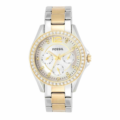 Fossil Women's Riley Quartz Stainless Steel Multifunction Watch, Color: Gold/Silver (Model: ES3204)