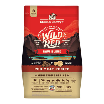Stella & Chewy's Wild Red Dry Dog Food Raw Blend High Protein Wholesome Grains Red Meat Recipe, 3.5 lb. Bag