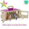 Breyer Horses Unicorn Magic Wooden Stable Playset with 6 Unicorns | 6 Piece | 6 Stablemates Unicorns Included | 6 H x 9 L x 2.5 D | 1:32 Scale | Model #59218, Multicolor