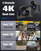 Dash Camera for Cars,4K Full UHD Car Camera Front Rear with Free 32GB SD Card,Built-in Super Night Vision,2.0'' IPS Screen,170°Wide Angle,WDR, 24H Parking Mode, Loop Recording