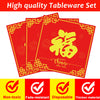 Wiooffen 96 Pcs Chinese New Year Tableware Set Happy 2024 Dragon year Plates Spring Festival Party Plates Chinese New Year Eve Plates and Napkins Paper Plates Napkins Forks for 24 Guests