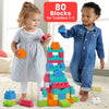 MEGA BLOKS Fisher-Price Toddler Block Toys, Big Building Bag With 80 Pieces and Storage Bag, Red, Gift Ideas For Kids Age 1+ Years