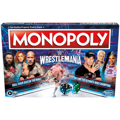 Hasbro Gaming Monopoly: Wrestlemania Edition Board Game for Ages 8 and up, Monopoly Game Inspired by WWE Wrestlemania, Family Games for 2-6 Players, Kids Games