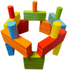 Wooden Bricks 45 Magnetic Building Blocks, Magnetic Building Set consisting of 25 Colorful Wooden Bricks with 2 Magnets, 15 Colorful Wooden Bricks with 3 Magnets, 5 Colorful Wooden risers