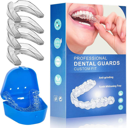 Mouth Guards for Clenching Teeth at Night, Mouth Guard for Grinding Teeth, Reusable Mouth Guard for Sleeping at Night, Night Guard for Teeth (4 Piece Set)