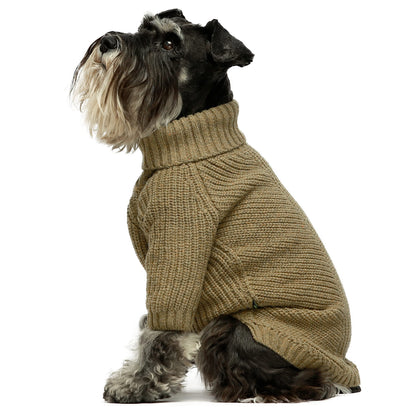 Fitwarm Thermal Knitted Dog Sweater Doggy Winter Coat Pet Clothes Doggie Turtleneck Jacket Puppy Outfits Cat Sweatsuit Sage Green Large