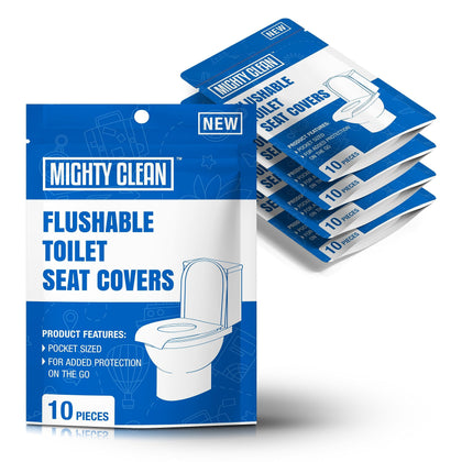 Toilet Seat Covers Flushable (50 Pack) - Upgraded XL Size| Biodegradable Paper Covers for Adults, Kids, Toddlers | Travel Essentials for Public Restroom, Airplane, Camping Accessories