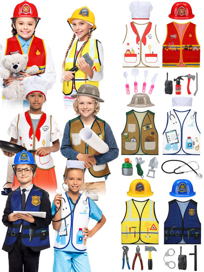 Hungdao 6 Sets Kids Boys Girls Dressing up Costumes, Toddler Dressing up and Pretend Play for Age 6-10 for Pretend Role (Assorted Style)