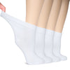 Hugh Ugoli Diabetic Socks for Women, Super Soft & Thin Bamboo Ankle Socks, Wide & Loose, Non-Binding Top & Seamless Toe, 4 Pairs, White, Shoe Size: 10-12