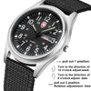 Gosasa Unisex Military Watches Sport Textile Nylon Strap Luminous Fashion Watch Analog Display Quartz Waterproof Casual Wristwatch (Black)