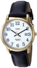 Timex Men's Easy Reader 35mm Watch - Gold-Tone Case White Dial with Black Leather Strap