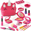 Kids Pretend Makeup for Toddlers, Fake Play Makeup Kit for Little Girls, Makeup Toy Set with Unicorn Purse for Girls Age 3 4 5 6 7 Birthday Valentines Gift