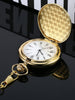 Vintage Pocket Watch Gold Steel Men Watch with Chain for Fathers Day Gift