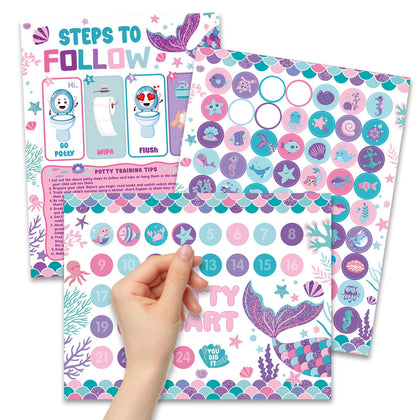 Mermaid Potty Training Chart - 18 Potty Training Stickers with 315 Round Stickers and 1 Instruction SheetPerfect Potty Training Chart for Toddler Girls (Mermaid Potty Training Chart)