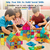 AFUNX 130 PCS Magnetic Tiles Building Blocks 3D Clear Construction Playboards, Inspiration, Creativity Beyond Imagination, Educational Magnet Toy Set for Kids with 2 Cars