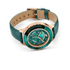 SWAROVSKI Octea Lux Chrono Rose Gold Quartz Watch with Leather Strap, Green Crystals, Swiss Made