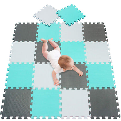 meiqicool Baby Play Mats for Kids and Toddlers,Puzzle Mat Baby Tummy Time Play Mat,Interlocking Crawling EVA Foam Mat 18 Tiles for Gym, Nursery, Playroom AHL