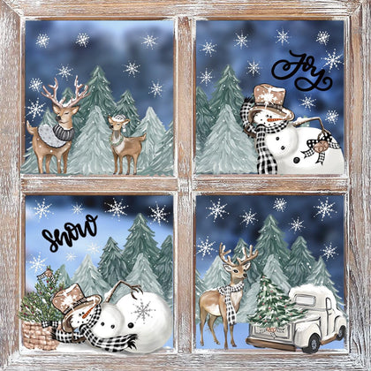Horaldaily 331 PCS Christmas Window Cling Sticker, Deer Truck Snowman for Home Party Supplies Shop Window Glass Display Decoration