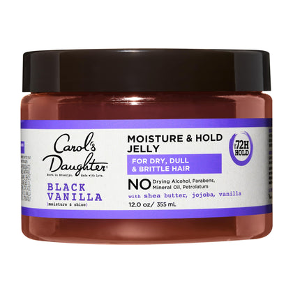 Carol's Daughter Black Vanilla Moisture and Hold Jelly, Hair Gel For Dry Hair with Shea Butter, Jojoba and Vanilla, 12 Fl Oz