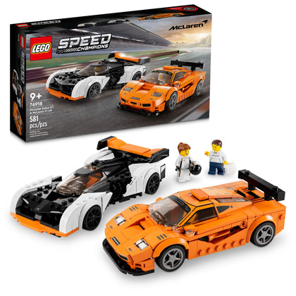 LEGO Speed Champions McLaren Solus GT & McLaren F1 LM 76918, Featuring 2 Iconic Race Car Toys, Hypercar Model Building Kit, Collectible 2023 Set, Great Kid-Friendly Gift for Boys and Girls Ages 9+