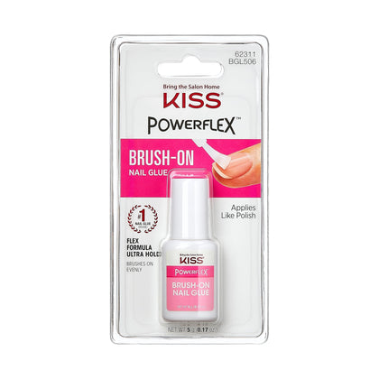 KISS PowerFlex Brush-On Nail Glue for Press On Nails, Ultra Hold Flex Formula Nail Adhesive, Includes One Bottle 5g (0.17 oz.) with Twist-Off Cap & Brush Applicator