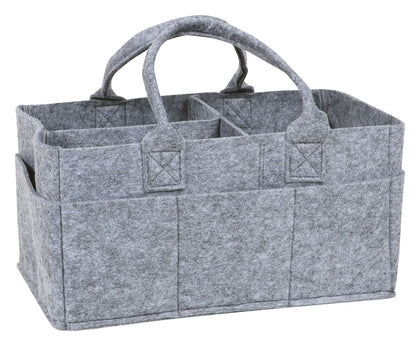 Sammy & Lou Collapsible Light Gray Felt Storage Caddy, Divided Design To Keep Diapers, Wipes And Changing Items Organized, Two Handles, 12 in x 6 in x 8 in