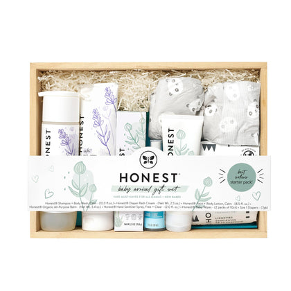 The Honest Company Baby Arrival Gift Set | Newborn Essentials Welcome Box | Diapers, Wipes, Personal Care, Diaper Rash Cream