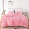 Smoofy Faux Fur Pink Comforter Set Queen Size 3Pcs Fluffy Fuzzy Plush Comforter Set Cute Soft Shaggy Velvet Double-Sided Bedding Set (1 Faux Fur Comforter + 2 Faux Fur Pillowcases)