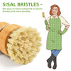Bamboo Dish Scrub Brushes by Subekyu, Kitchen Wooden Cleaning Scrubbers Set for Washing Cast Iron Pan/Pot, Natural Sisal Bristles, Set of 3
