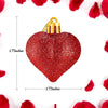 Emopeak Romantic Heart Ornaments for Valentine Tree, 24 Pieces Valentine's Day Heart Baubles - 2 Styles (Glossy, Glitter) 3 Color - Hanging Decorations for Home Wedding Party