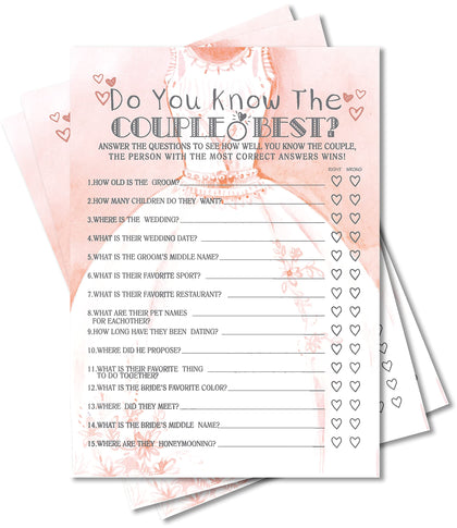 Jusitakeet Bridal Shower Games, Wedding Party Games, (Do You Know The Couple Best), Bridal Shower Decorations, Gift - 30 Cards per Set (Suit002)
