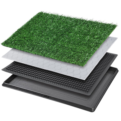 Dog Grass Pet Loo Indoor/Outdoor Portable Potty, Artificial Grass Patch Bathroom Mat and Washable Pee Pad for Puppy Training, Full System with Trays (Pet Training Tray, 20