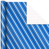 Hallmark Image Arts Blue Christmas Wrapping Paper with Cut Lines on Reverse (4 Rolls: 120 sq. ft. ttl) Snowmen, Snowflakes, Blue and White Stripes