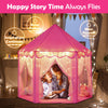 wilwolfer Princess Castle Play Tent for Girls Large Kids Play Tents Hexagon Playhouse with Star Lights Toys for Children Indoor Games (Pink)