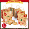 LAYAONE Christmas Kraft Gift Bags 24 pcs - Holiday Paper Gift Bag - Christmas Goody Bags, Xmas Gift Bags with Handles - Classrooms Party Decorations Favors Bags with Assorted Prints