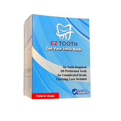 EZ Tooth - Natural Shade Preformed Temporary Tooth Patent Pending No Complicated Temp Teeth Beads Convenient Carrying Case Included (Natural Shade)