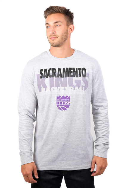 Ultra Game NBA Sacramento Kings Mens Supreme Long Sleeve Pullover Tee Shirt, Heather Gray, X-Large