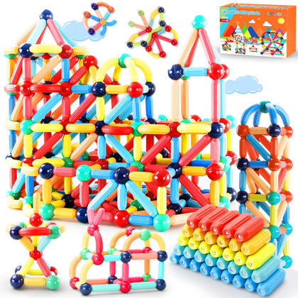 DMOIU 64 Pcs Magnetic Building Blocks STEM Educational Toy for Kids Montessori Learning Sticks and Balls, Sensory Activities Toys for Toddlers, Gift for Boys and Girls Preschool