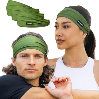 Sweatband for Men and Women - Unisex Headband That Wicks Moisture and Eliminates Excess Sweat - Running, Sports, Cycling, Football, Triathlons, Construction, Yoga and More (Green, Single)