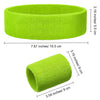 Bememo 6 Pcs Neon Sports Sweatbands Set Includes 2 Headband 4 Wristbands Breathable Terry Cloth Athletic Bands for Gym Basketball Tennis Yoga Sweat Bands for Costumes Cosplay(Neon Green)