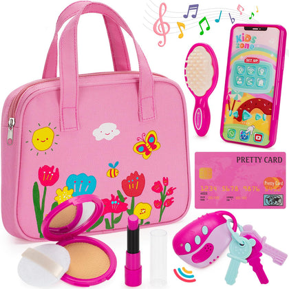 Officygnet Play Purse Toy for Girls 1 2 3 Years Old, Toddler Purse Girl Toys with Pretend Makeup Kit, Princess Pretend Play Toys for Little Girls, Birthday for Toddler Girls Age 2-3