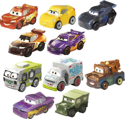 Mattel Disney and Pixar Cars Mini Racers Set of 10 Mini Toy Cars & Trucks, Collectibles Inspired by Mattel Disney Movies [Styles May Vary]